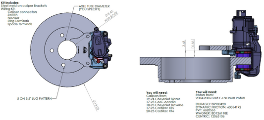 Universal Weld-On EPB Bracket Kit - 5x5.5 Lug