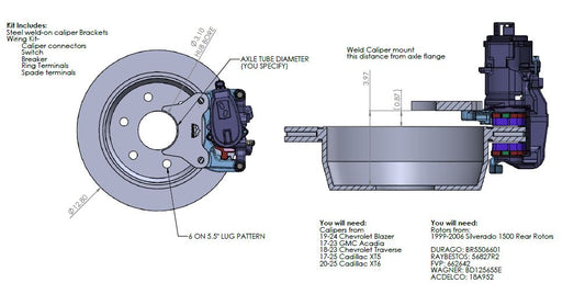 Universal Weld-On EPB Bracket Kit - 6x5.5 Lug