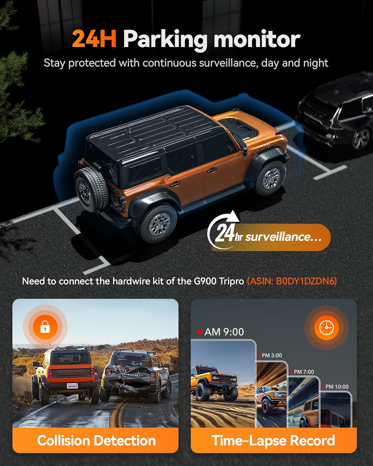 WOLFBOX G900 Tripro Cabin Version 3 Channel 4K Rear View Mirror Camera