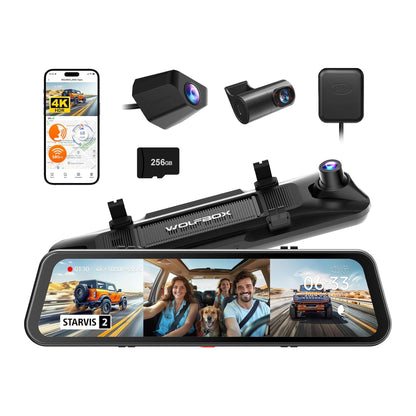 WOLFBOX G900 Tripro Cabin Version 3 Channel 4K Rear View Mirror Camera