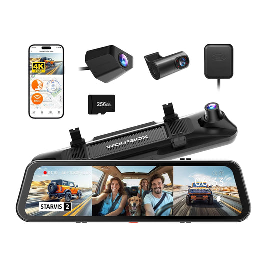 WOLFBOX G900 Tripro Cabin Version 3 Channel 4K Rear View Mirror Camera