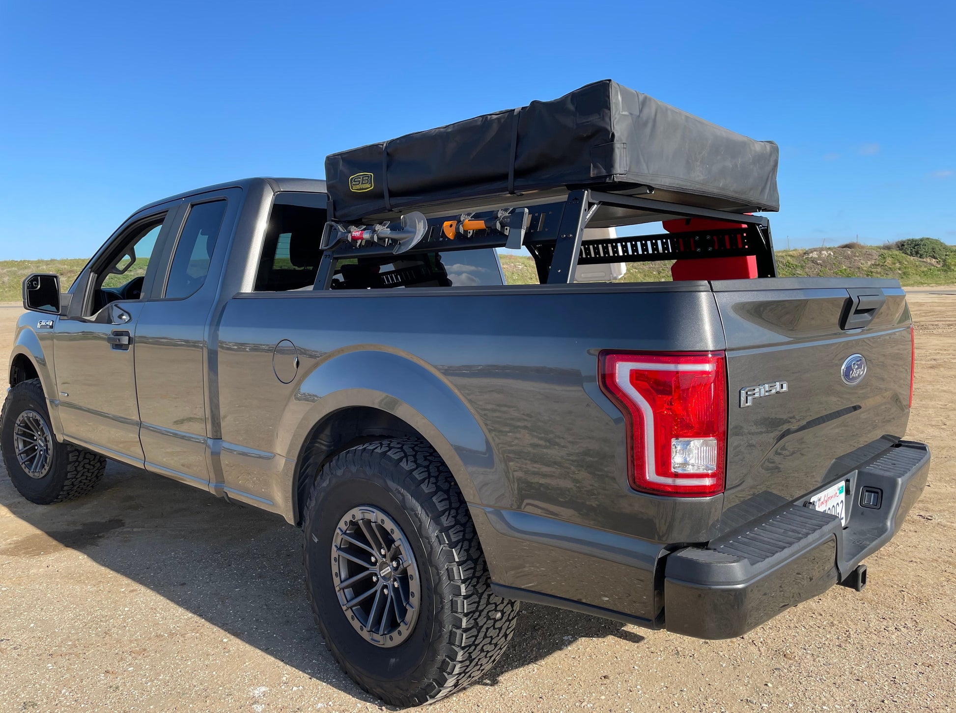 f150 tent rack 2015+ F-150 Mid Height Rooftop Tent Rack Kit – Range Industries